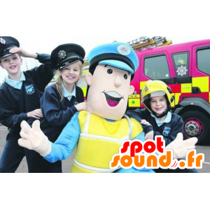 Sininen ja keltainen yhtenäinen poliisi maskotti - MASFR20429 - Mascottes Homme
