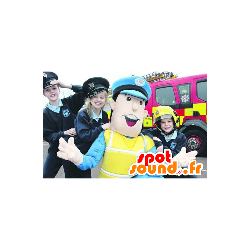 In blue and yellow uniform policeman mascot - MASFR20429 - Human mascots