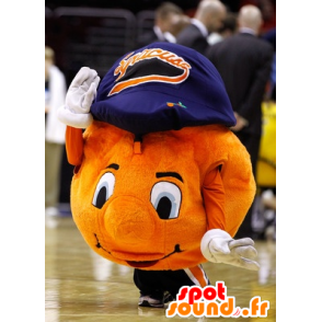 Naranja mascota de baloncesto con una gorra - MASFR20430 - Mascota de deportes