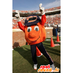 Mascote laranja de basquete com uma tampa - MASFR20430 - mascote esportes
