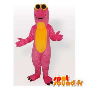 Maskot růžové a žluté dinosaurus. Dinosaur Costume - Maskoti dinosaurů - MASFR006412 - SpotSound.fr