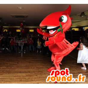 Stor rød fuglemaskot - Spotsound maskot kostume