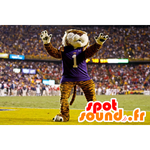 Mascotte de tigre, de félin, en tenue de sport - MASFR20434 - Mascottes Tigre