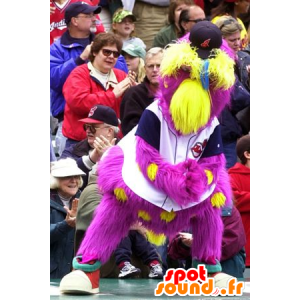 Mascot giallo e rosa uccello mentre peloso - MASFR20435 - Mascotte degli uccelli