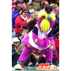 Mascotte geel en roze vogel, alle harige - MASFR20435 - Mascot vogels