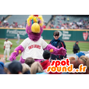 Mascot yellow and pink bird while hairy - MASFR20435 - Mascot of birds