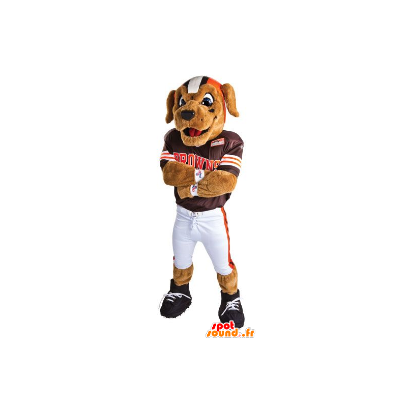 Mascotte de chien en tenue de footballeur américain - MASFR20441 - Mascottes de chien