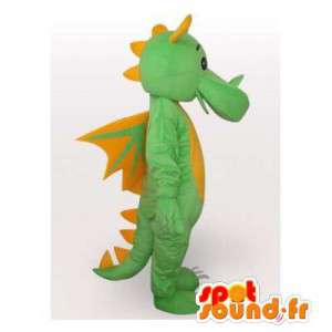 Grön och gul drakmaskot. Dragon kostym - Spotsound maskot