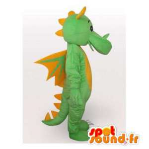 Mascotte de dragon vert et jaune. Costume de dragon - MASFR006413 - Mascotte de dragon