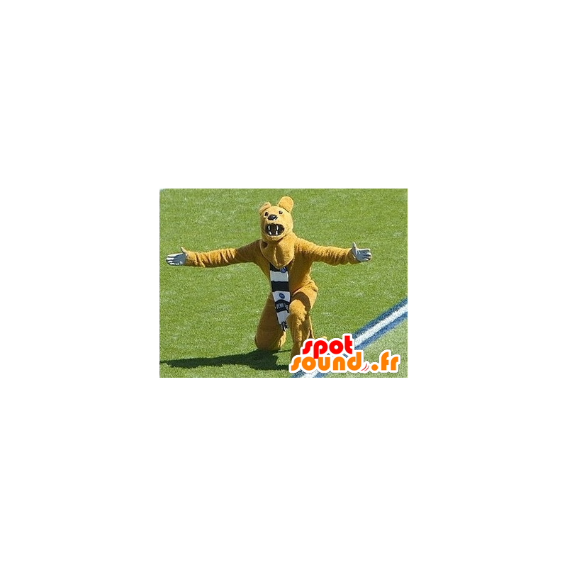 Mascot oso amarillo, rugiendo - MASFR20452 - Oso mascota