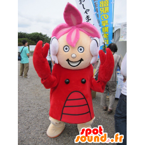 Da mascote da menina vestida em trajes de lagosta - MASFR20453 - mascotes Lobster