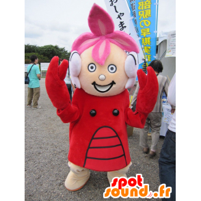 Dziewczynka maskotka ubrana w kostium homara - MASFR20453 - maskotki Lobster
