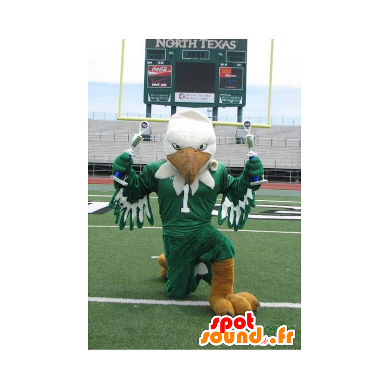 White eagle mascot, orange and green - MASFR20458 - Mascot of birds