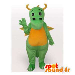 Mascot drago verde e giallo. Drago costume - MASFR006413 - Mascotte drago
