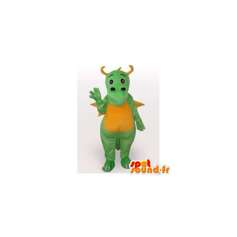 Mascotte de dragon vert et jaune. Costume de dragon - MASFR006413 - Mascotte de dragon