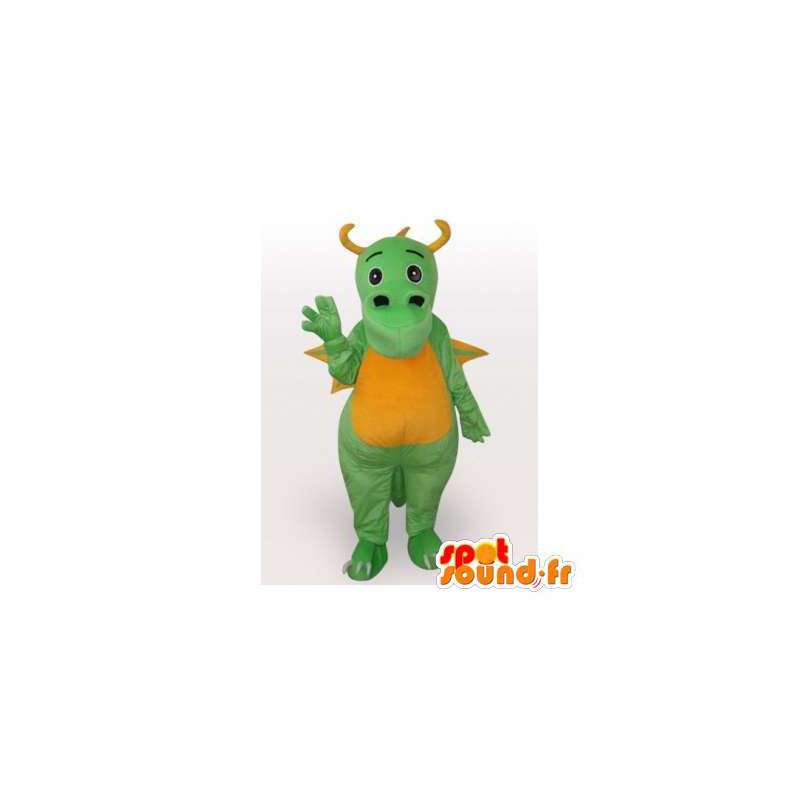 Zielony i żółty smok maskotka. smok kostium - MASFR006413 - smok Mascot