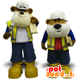2 mascottes d'ours bricoleurs - MASFR20465 - Mascotte d'ours