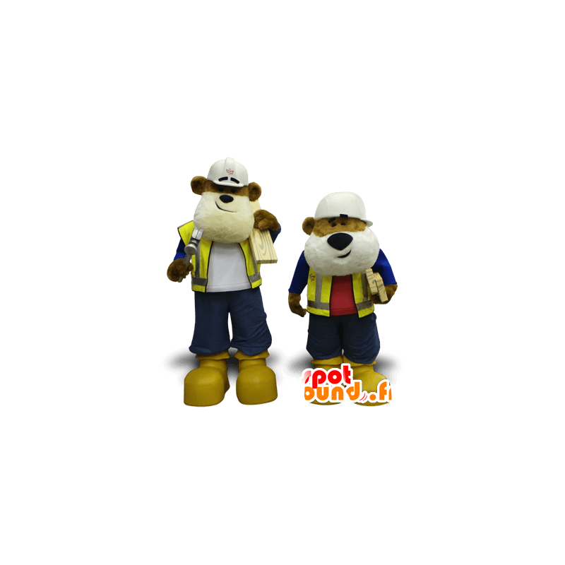 2 Bären Maskottchen Werker - MASFR20465 - Bär Maskottchen 2 Bären Maskottchen Werker - MASFR20465 - Bär Maskottchen