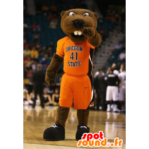 Mascotte bruine beer, bever in sportkleding - MASFR20466 - Bear Mascot