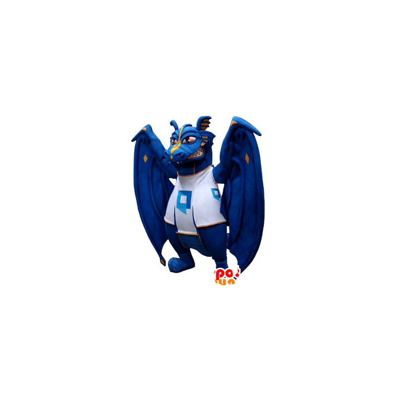 Draak mascotte, blauw en wit - MASFR20467 - Dragon Mascot