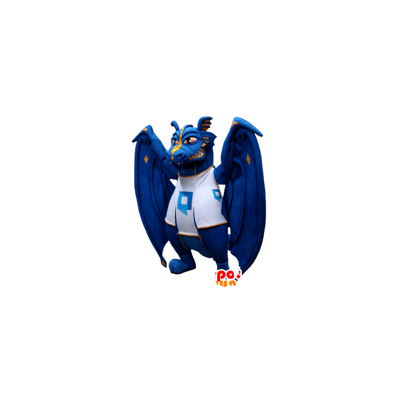 Mascotte de dragon, bleu et blanc - MASFR20467 - Mascotte de dragon