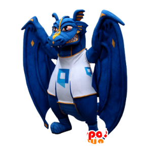 Mascotte del drago, blu e bianco - MASFR20467 - Mascotte drago