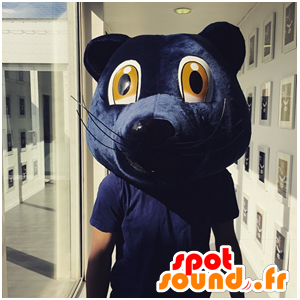 Mascotte de tête d'ours bleu des girondins de Bordeaux - MASFR20469 - Mascotte d'ours