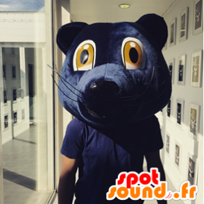 Mascotte de tête d'ours bleu des girondins de Bordeaux - MASFR20469 - Mascotte d'ours