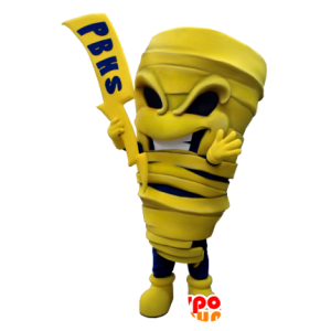 Mascot yellow and blue mummy with a flash  - MASFR20474 - Human mascots