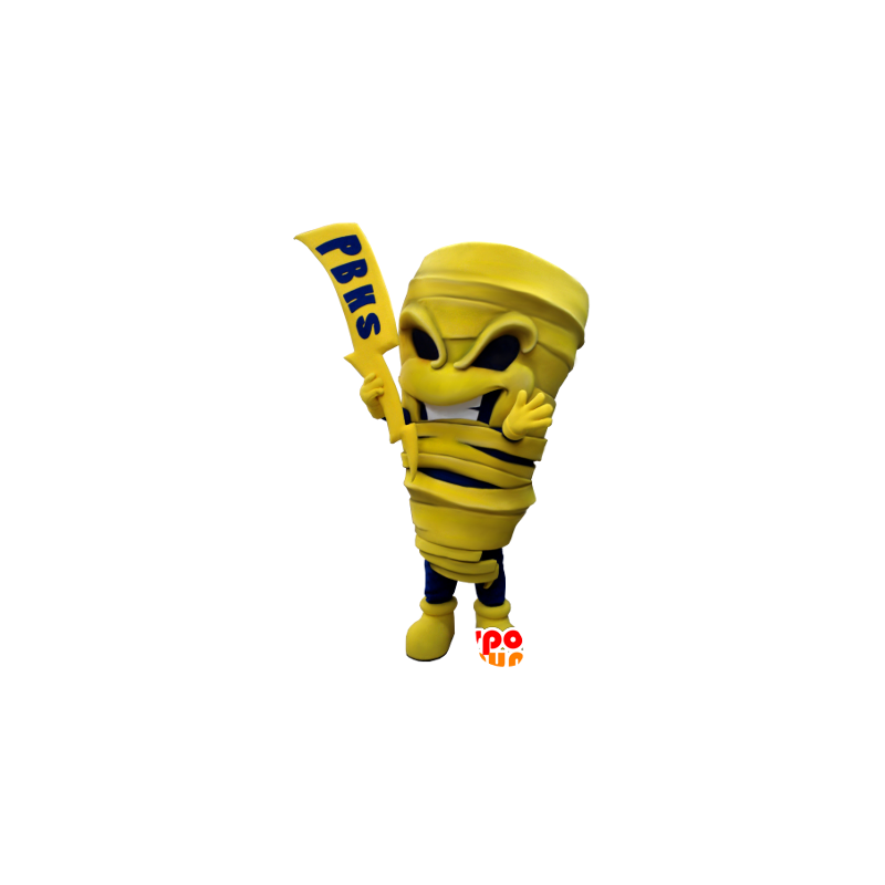 Mascot yellow and blue mummy with a flash  - MASFR20474 - Human mascots