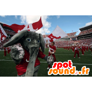 Mascot elefante grigio con una camicia rossa - MASFR20477 - Mascotte elefante