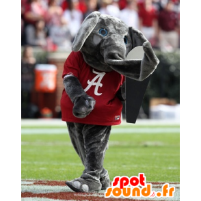 Mascot elefante grigio con una camicia rossa - MASFR20477 - Mascotte elefante