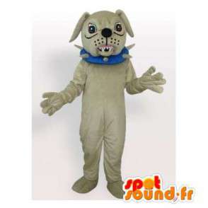 Grå bulldoggmaskot. Bulldog kostym - Spotsound maskot