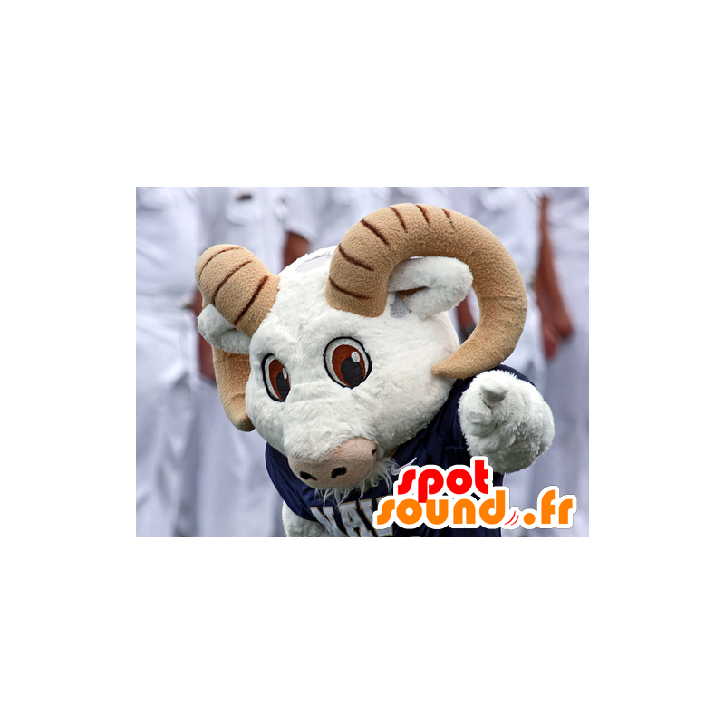 Mascote carneiro, cabra, branco e marrom - MASFR20480 - Mascot Touro Mascote carneiro, cabra, branco e marrom - MASFR20480 - Mascot Touro