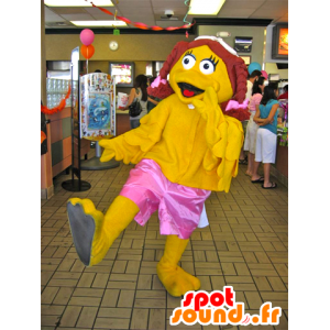 Yellow duck mascot girl with braids - MASFR20482 - Ducks mascot