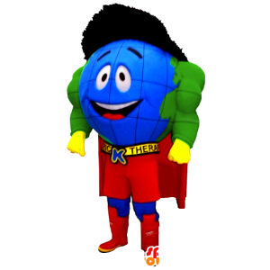 Mascotte de mappemonde super-héros - MASFR20483 - Mascotte de super-héros