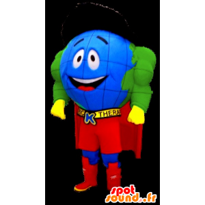 Mascotte de mappemonde super-héros - MASFR20483 - Mascotte de super-héros