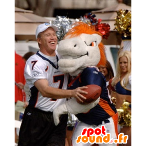 Wit paard mascotte en oranje - MASFR20488 - Horse mascottes