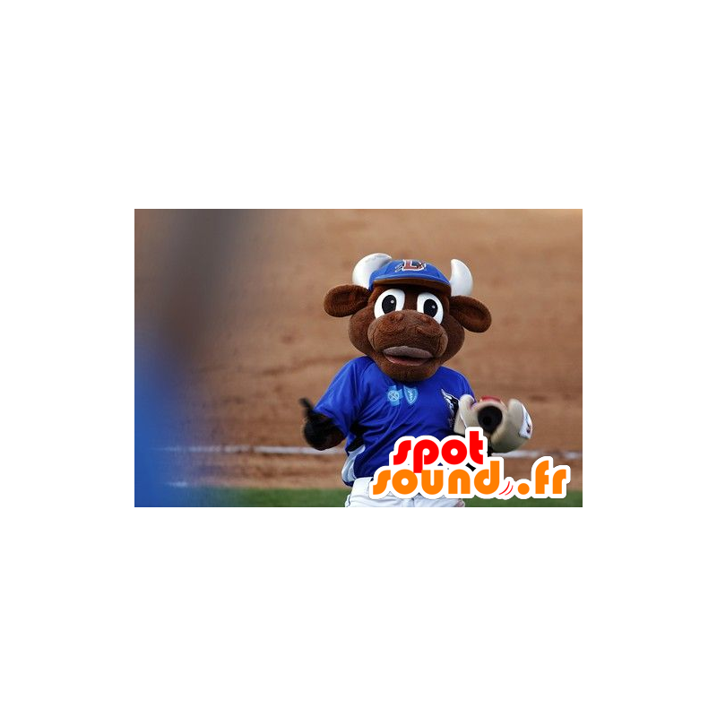 Hnědý krávou maskot bílé rohy - MASFR20498 - kráva Maskoti Hnědý krávou maskot bílé rohy - MASFR20498 - kráva Maskoti