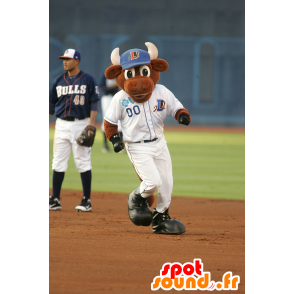 Vaca marrom mascot os chifres brancos - MASFR20498 - Mascotes vaca