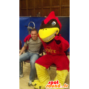 Mascot rood superheld vogel, geel en zwart - MASFR20500 - Mascot vogels