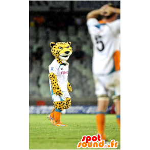 Maskot gepard, tygr žlutá, černá a bílá - MASFR20506 - Tiger Maskoti