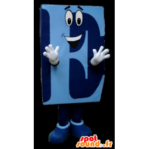 Blå hovedbogstav E maskot - Spotsound maskot kostume