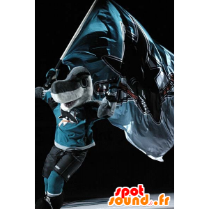 Maskotka szary i biały rekin w sportowej - MASFR20528 - maskotki Shark