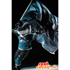 Mascot gray and white shark in sportswear - MASFR20528 - Mascots shark