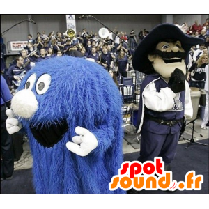 Mascot av lille blå monster, alle hårete - MASFR20532 - Maskoter monstre