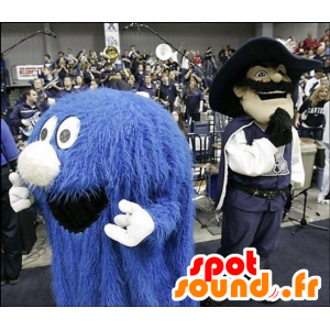 Mascot of little blue monster, all hairy - MASFR20532 - Monsters mascots