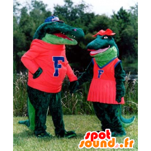 Casal Mascot crocodilo verde - MASFR20538 - crocodilos mascote