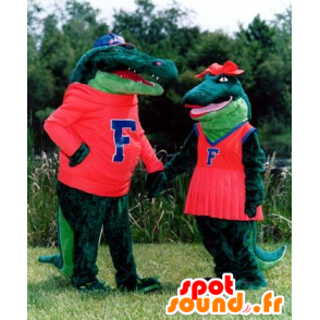 Paar Mascot groene krokodil - MASFR20538 - Mascot krokodillen