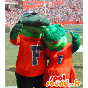 Paar Mascot groene krokodil - MASFR20538 - Mascot krokodillen